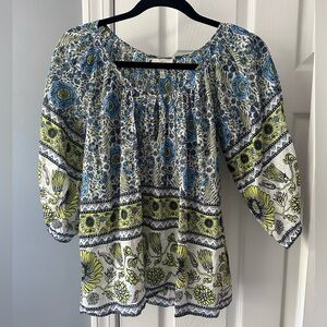 Joie Blue Nancy Top With Flower Pattern
